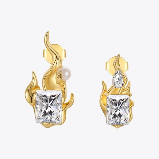 ENFASHION Flame Zircon Earrings For Women Gold Color Stud Earings 2021 Piercing Fashion Jewelry Wedding Pendientes E211290