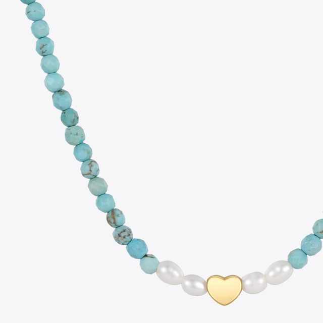 ENFASHION Natural Stone Pearl Heart Necklace For Women Gold Color Necklaces Stainless Steel Fashion Jewelry Beach Collier P3245