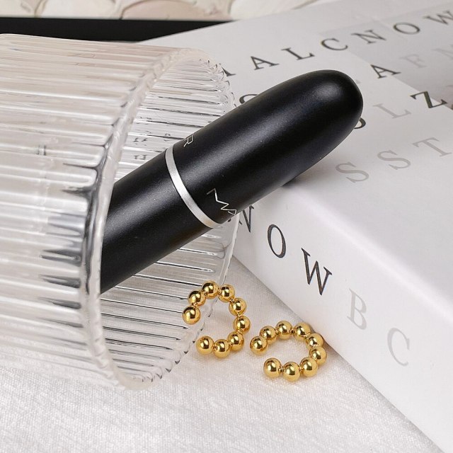 ENFASHION Beads Ear Cuff Gold Color Earrings For Women Stainless Steel Fashion Jewelry Fake Piercing Gift Pendientes E211302