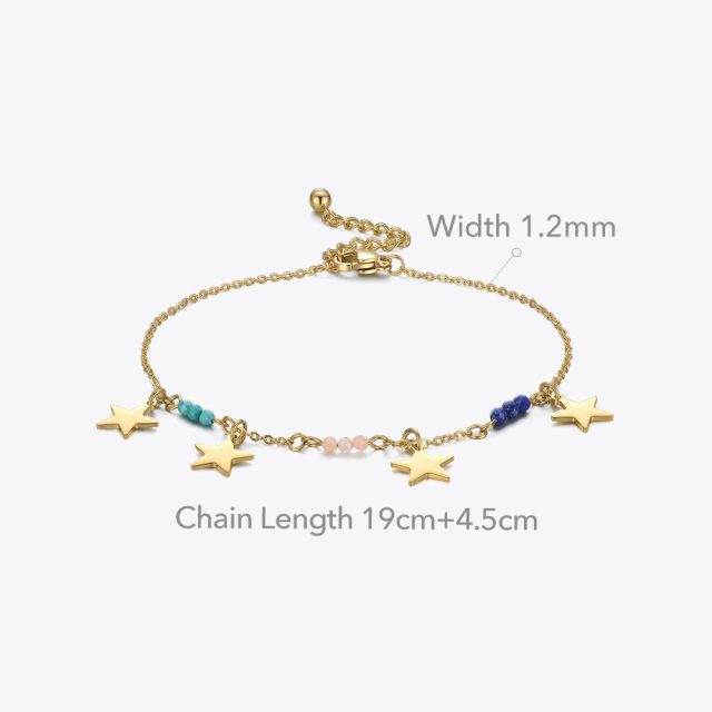 ENFASHION Star Anklet Bracelet Gold Color Colorful Foot Chain Stainless Steel Fashion Jewelry Bijoux Beach Accessories A215003