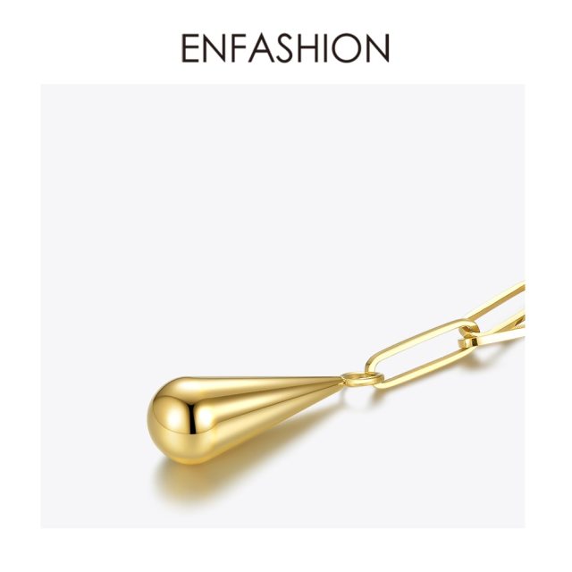 ENFASHION Water Droplet Pendant Necklace Women Stainless Steel Gold Color Chain Choker Necklace Fashion Jewelry 2020 P203086
