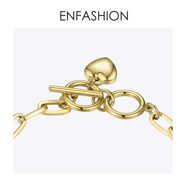 ENFASHION Good Luck Heart Bracelet Femme Gold Color Stainless Steel Bracelets For Women Fashion Jewelry Friends Gifts B192045