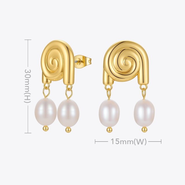 ENFASHION Whirl Natural Pearl Earrings For Women 2021 Gold Color Earings Korean Fashion Jewelry Pendientes Engagement E211291