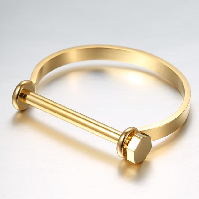 Enfashion Shackle U Cuff Bracelet Noeud armband Gold Color Screw Bangle Bracelet For Women Bracelets Manchette Bangles