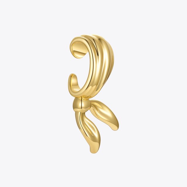 ENFASHION Cute Bowknot Ear Cuff 2021 Gold Color Clip On Earrings For Women Boucle Oreille Femme Fashion Jewelry Party E211312