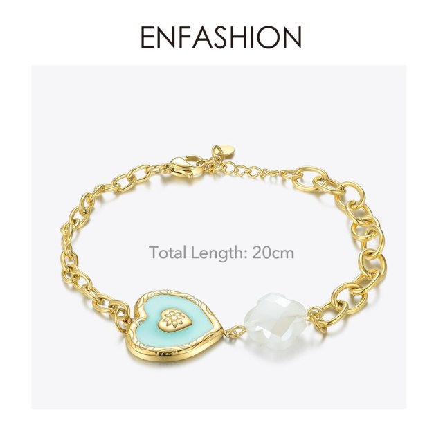 ENFASHION Colorful Heart Bracelet Femme Gold Color Geometric Stainless Steel Hollow Bracelets For Women Fashion Jewelry B192066