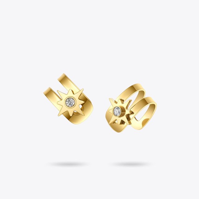 ENFASHION Small Star Ear Cuff Stainless Steel Earrings For Women Gold Color Fashion Jewelry Zircon Earring Pendientes E211260