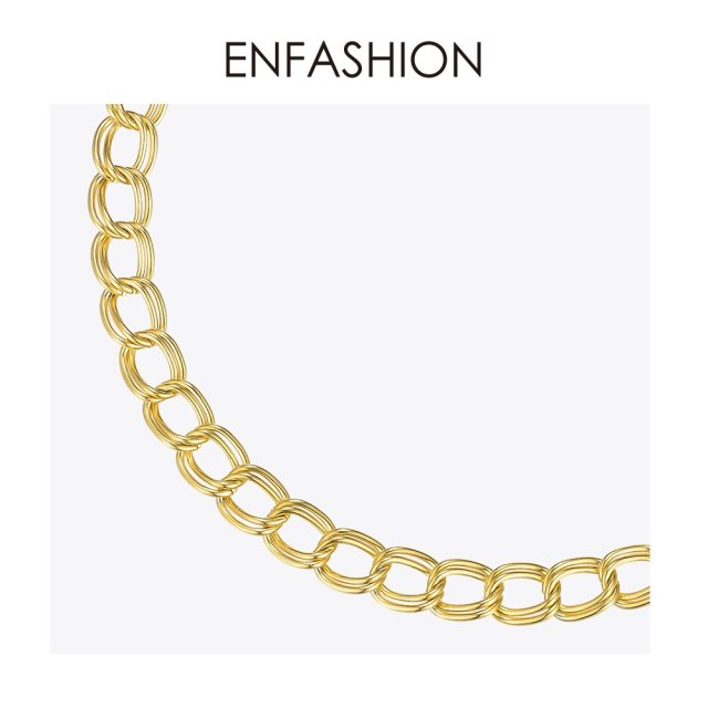 ENFASHION Simple Link Chain Bracelet Female Gold Color Stainless Steel Double Circle Bracelets For Women Fashion Jewelry B192071