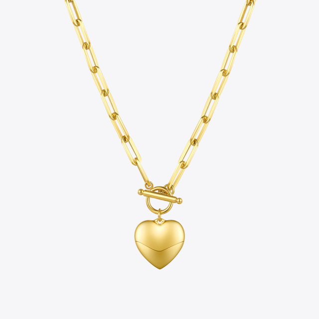 ENFASHION Heart Pendant Necklaces For Women Gold Color Stainless Steel Choker Necklace Fashion Jewelery Party Wholesale P203148
