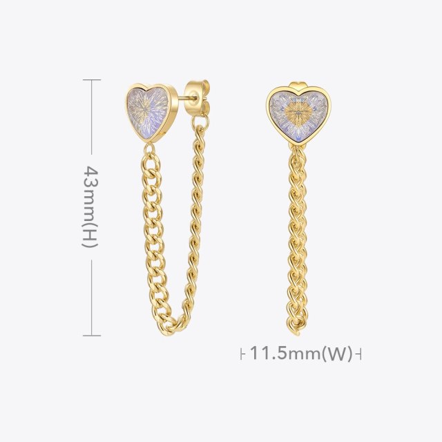 ENFASHION Statement Drop Earrings For Women Heart Fashion Jewelry Gold Color Zircon Earings Stainless Steel Pendientes E211317