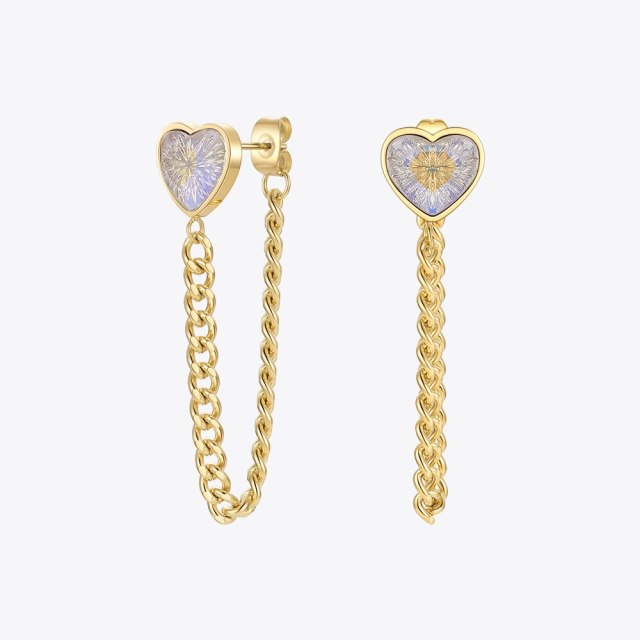 ENFASHION Statement Drop Earrings For Women Heart Fashion Jewelry Gold Color Zircon Earings Stainless Steel Pendientes E211317