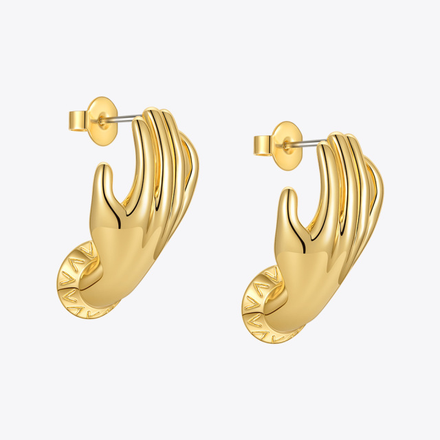 ENFASHION Hands Stud Earrings For Women Gold Color Kolczyki 2021 Birthday Present Piercing Palm Earings Fashion Jewelry E211252
