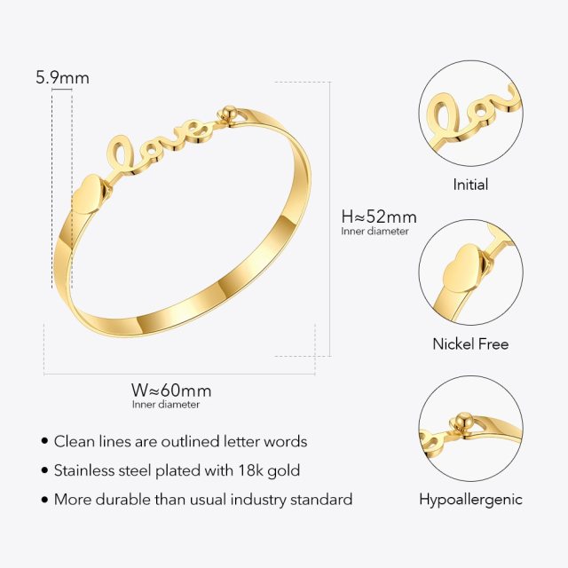 ENFASHION Stainless Steel Letter Bangle Gold Color Bracelet For Women Fashion Jewelry Initial Bracelets Set Pulseras Mujer B2271