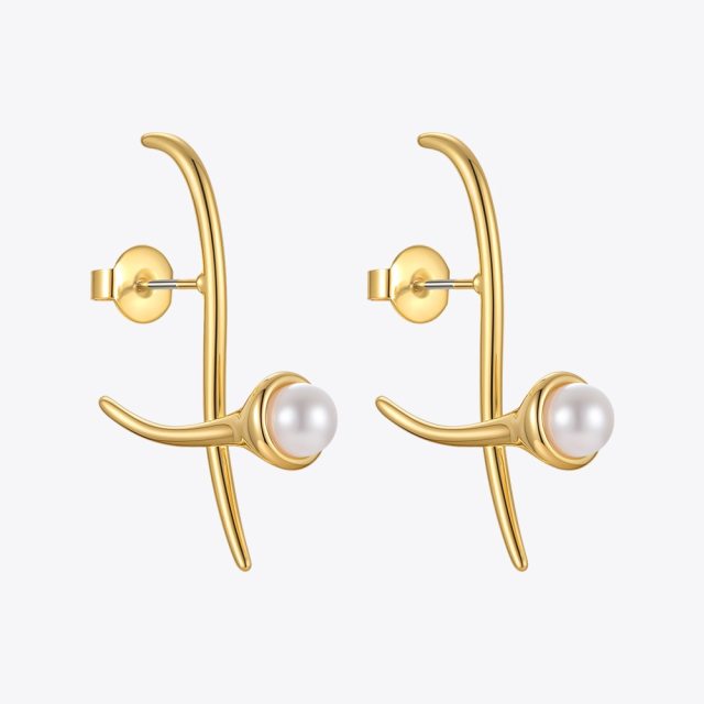 ENFASHION Aesthetic Branch Pearl Earrings For Women Gold Piercing Stud Earring Irregular Fashion Jewelry Party Brincos E221348