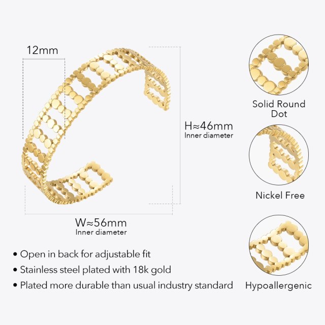 ENFASHION Stainless Steel Solid Round Dot Gold Color Bracelet For Women 2022 Fashion Jewelry Bracelets Pulseras Mujer B222273