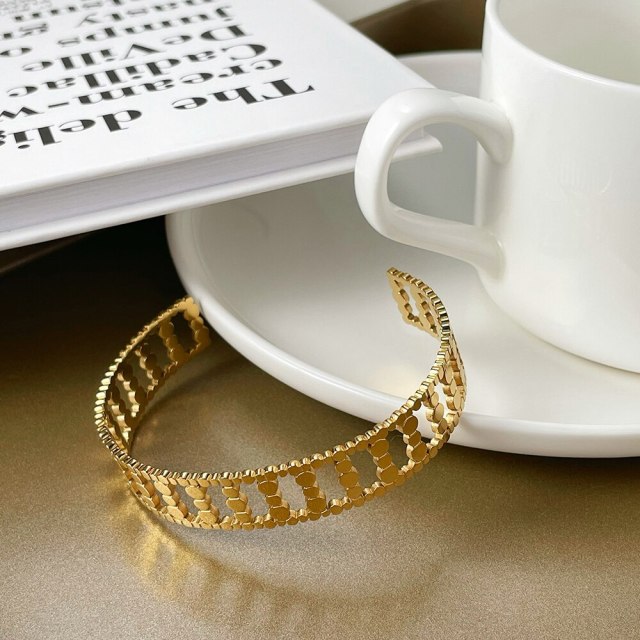 ENFASHION Stainless Steel Solid Round Dot Gold Color Bracelet For Women 2022 Fashion Jewelry Bracelets Pulseras Mujer B222273