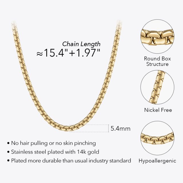ENFASHION Stainless Steel Necklace Gold Color Round Box Structure Chain Necklaces Fashion Jewelry Collares Para Mujer P223292