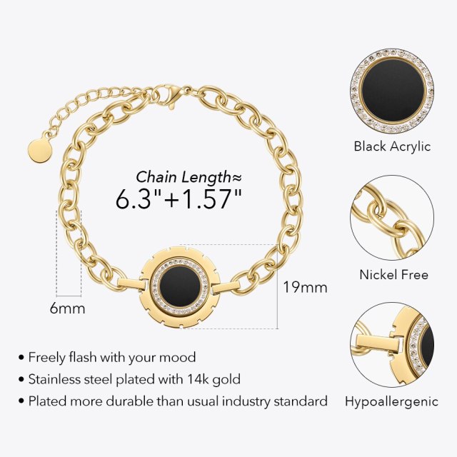 ENFASHION Mother Of Pearl Bracelet For Women Stainless Steel Fashion Jewelry Black Acrylic Bracelets  Pulseras Mujer B222278