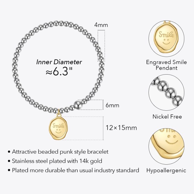 ENFASHION Engraved Smile Pendant Bracelet For Women Stainless Steel Fashion Jewelry Bracelets  2022 Party Pulseras Mujer B222281