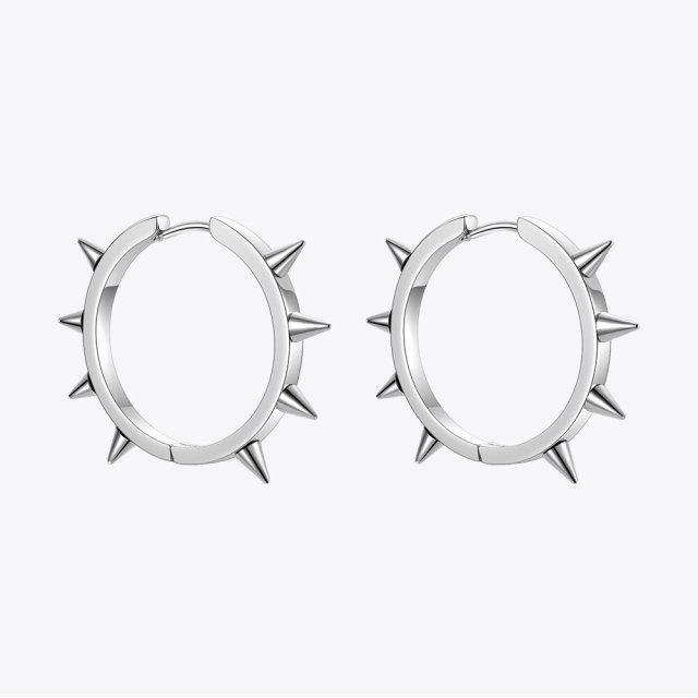 ENFASHION Spike Hoop Shape Earring Stainless Steel Silver Color Hoop Earrings Pendientes Mujer Fashion Jewelry Party E221368