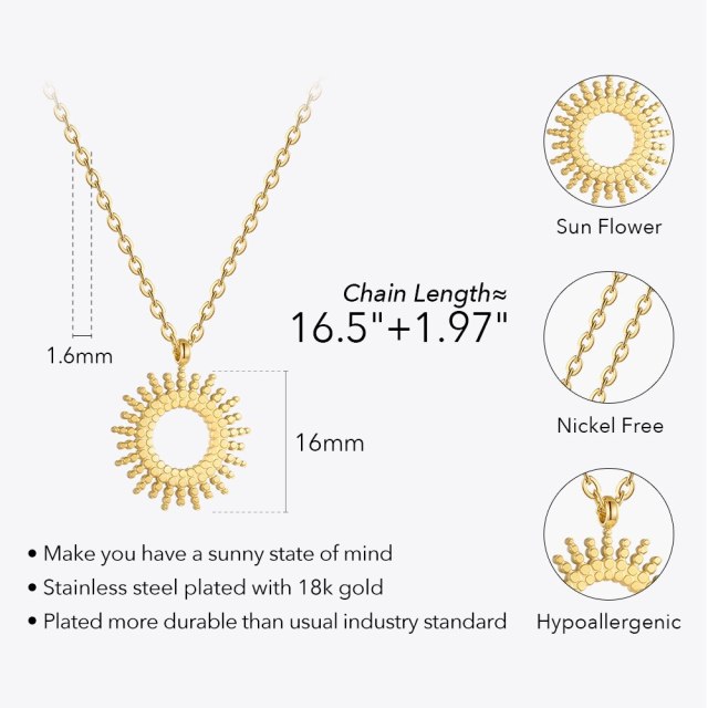 ENFASHION Hollow Sun Flower Pendant Necklace For Women Stainless Steel Fashion Jewelry Necklaces Collares Para Mujer P223297