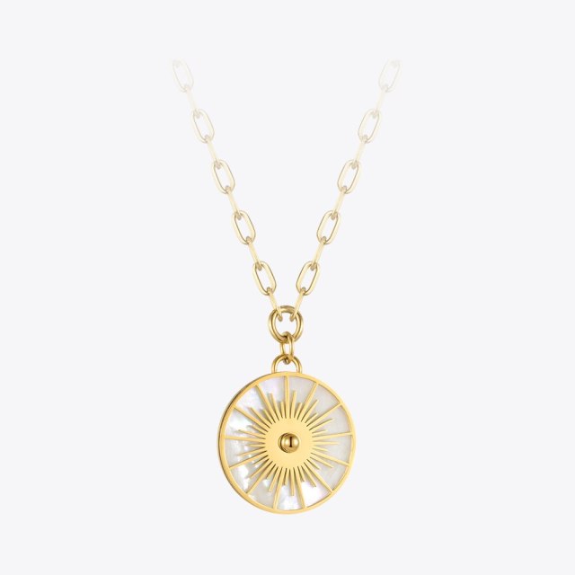 ENFASHION Sun Flower &amp; Shell Pendant Necklace For Women Stainless Steel Fashion Jewelry Necklaces Collares Para Mujer P223296