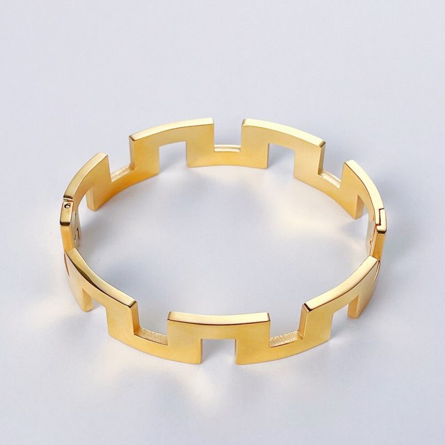 ENFASHION Vintage Battlement Shape Bangles Gold Color Bracelet For Women Fashion Jewelry Bracelets Bangle Pulseras Mujer B222282