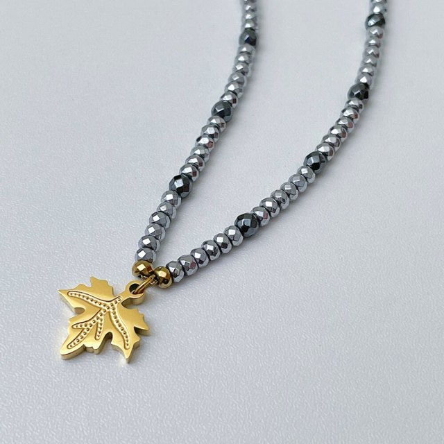 ENFASHION Kpop Maple Leaf Free Shipping Items Gold Necklace For Women Stainless Steel Necklaces Collares Fashion Jewelry P223304