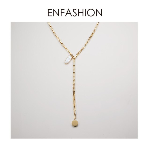 ENFASHION Boho Conch Chain Necklace Women Gold Color Stainless Steel Natural Mother Of Pearl Necklaces Fashion Jewelry P193032