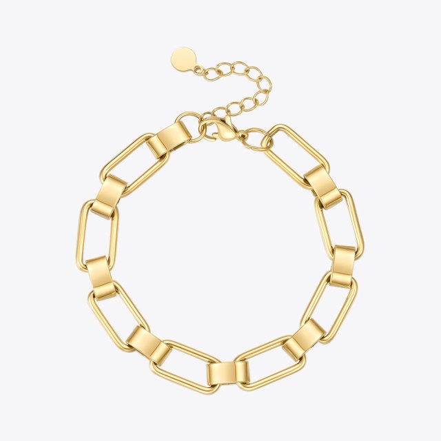 ENFASHION Trend Chain Square Bracelet For Women Gold Color Bracelets 2022 Stainless Steel Pulseras Fashion Jewelry Party B202223