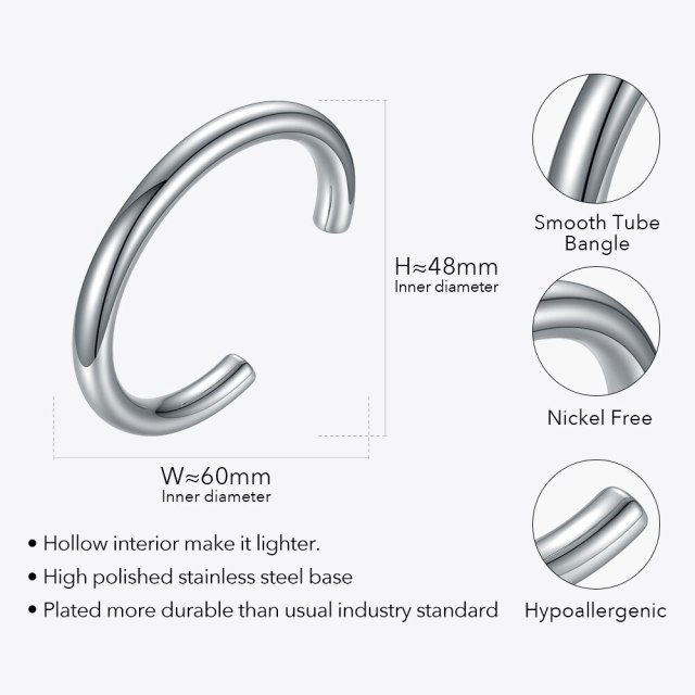 ENFASHION Thick Tube Bangles For Women Stainless Steel Hiphop Hollow Bracelets Femme Fashion Jewelry Pulseras Mujer Gifts B2159