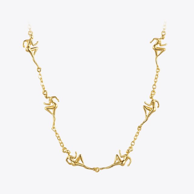 ENFASHION Athlete Dancer Figure Necklace For Women Free Shipping Items Collares Gold Color Necklaces Fashion Jewelry Party P3309