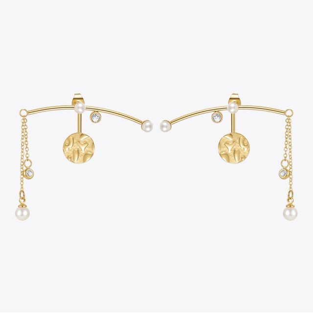 ENFASHION Plant Branch Earrings For Women Aretes De Mujer Gold Stainless Steel Earings Zircon Wedding Fashion Jewelry E221374