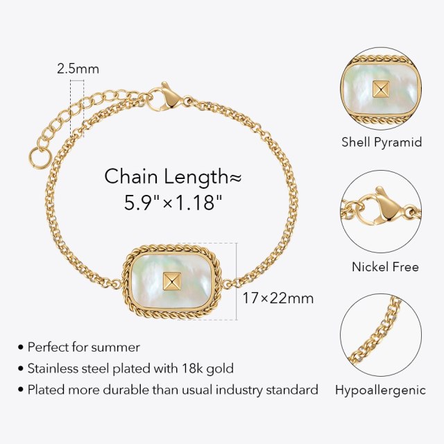 ENFASHION Gold Color Shell Pyramid Bracelets Pulseras Mujer Stainless Steel Bracelet For Women Party Fashion Jewelry B222286