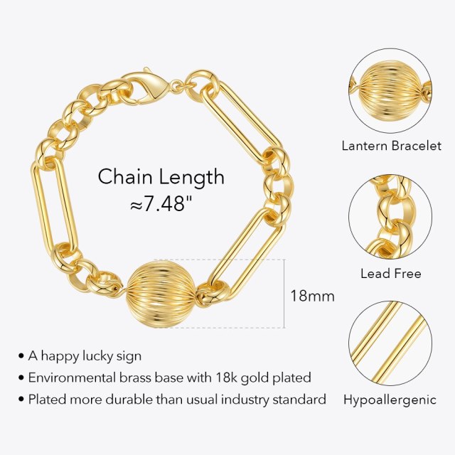 ENFASHION Lantern Ball Bracelet Femme Gold Color Cute Bracelets 2022 Fashion Jewelry Friends Gift Pulseras Mujer B212234