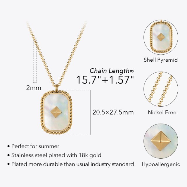 ENFASHION Stainless Steel Shell Pyramid Pendant Necklace For Women Free Shipping Items Necklaces Fashion Jewelry Collares P3310