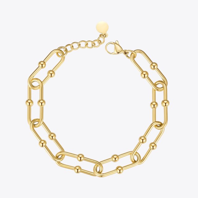 ENFASHION Geometric Bead Bracelet For Women Gold Color Pulseras Stainless Steel Bracelets Fashion Jewelry Friends Gift B202221