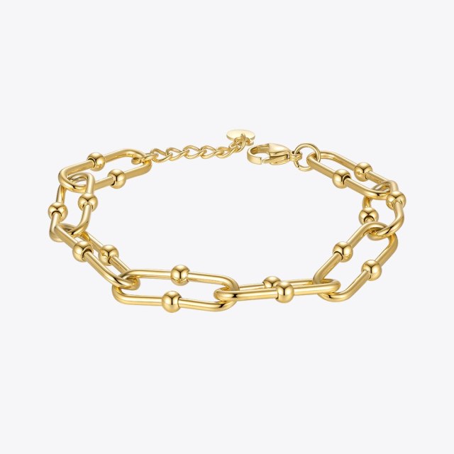 ENFASHION Geometric Bead Bracelet For Women Gold Color Pulseras Stainless Steel Bracelets Fashion Jewelry Friends Gift B202221