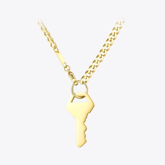 ENFASHION  Key Pendant Neckalce For Women Gold Color Stainless Steel Cute Choker Necklace Fashion Jewelry 2022 Collier P203082