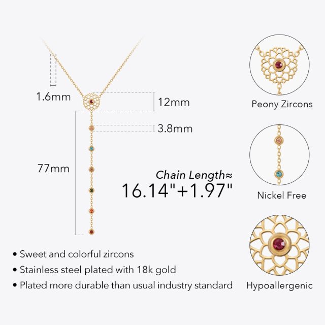 ENFASHION Colorful Charms Necklaces Zircons Stainless Steel Necklace For Women Collares Para Mujer Gold Fashion Jewelry P223311