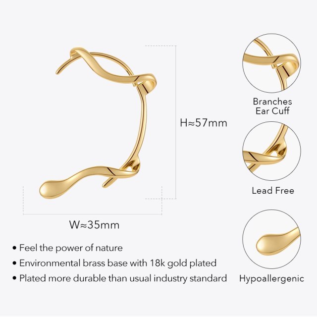 ENFASHION Original Non-Piercing Branches Ear Cuff Gold Clip On Earrings For Women Pendientes Irregular Fashion Jewelry E221375