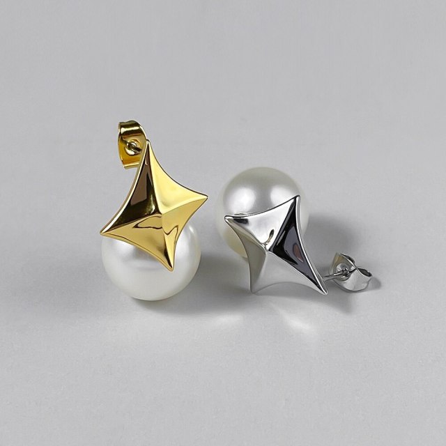 ENFASHION Korean Pearl Piercing Stud Earrings For Women Kolczyki Gold Color Earring 2022 Fashion Jewelry Friends Gift  E221380