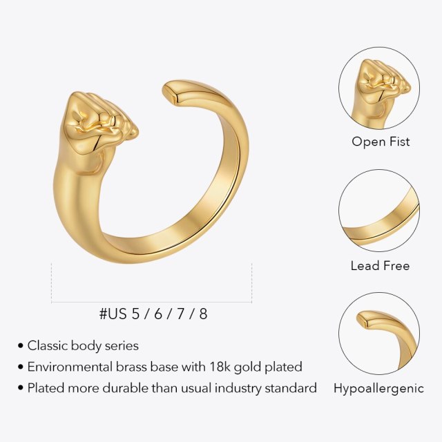ENFASHION Open Fist Ring Rings For Women Gold Color Ring Anel Masculino Hand Fashion Jewelry Free Shipping Items Gift R224160