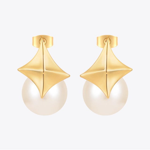 ENFASHION Korean Pearl Piercing Stud Earrings For Women Kolczyki Gold Color Earring 2022 Fashion Jewelry Friends Gift  E221380