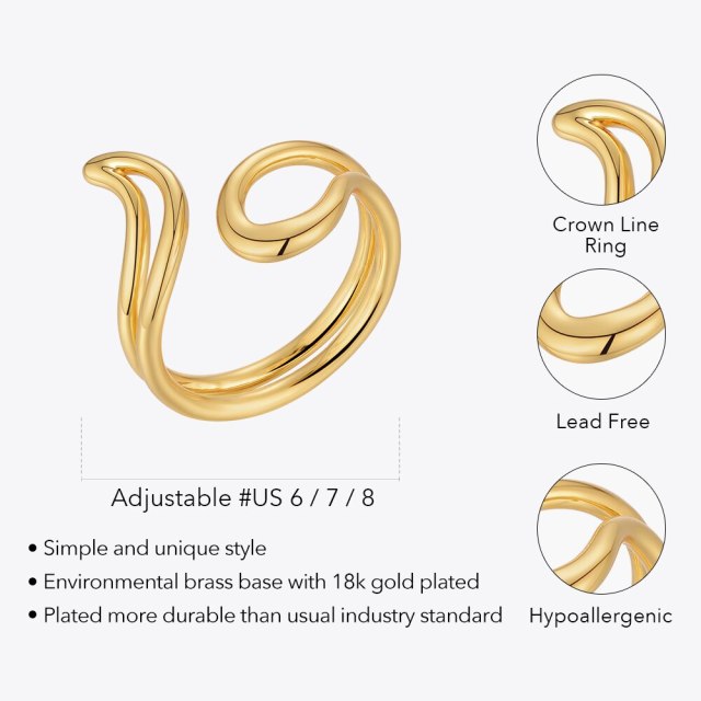 ENFASHION Open Crown Line Rings For Women Anillos Stranger Things Gold Ring Fashion Jewelry Free Shipping Items Party R224159
