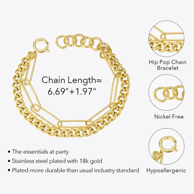 ENFASHION Hip Hop Chain Bracelet For Women Pulseras Stainless Steel Gold Color Bracelets Free Shipping Items Halloween B192073