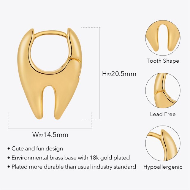 ENFASHION Hiphop Teeth Stud Earings For Women Gold Color Cute Earrings 2022 Party Fashion Jewelry Aretes De Mujer E221396