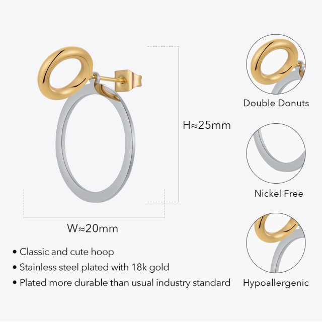 ENFASHION Piercing Circle Earrings For Women Hoops Brincos Stainless Steel Fashion Jewelry Gold Color Hollow Earings E221416