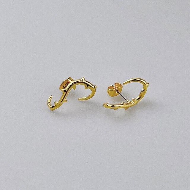 ENFASHION Thistle Thorn Stud Earrings For Women Gold Color Hiphop Earings Piercing Fashion Jewelry Pendientes Party E221404