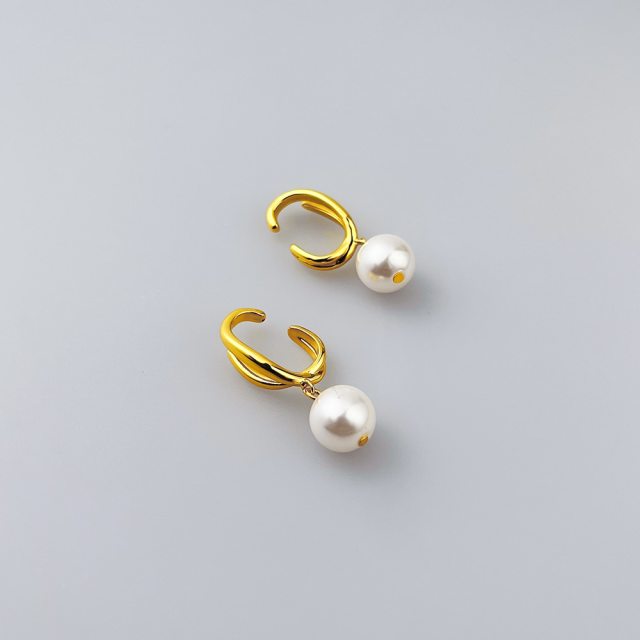 ENFASHION Pearl Ear Cuff Wedding Earings Gold Color Clip On Earrings For Women Pendientes Mujer Fashion Jewelry 2022 E221406